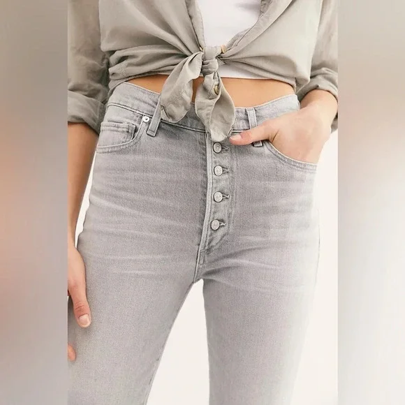 NWT Citizens of Humanity/ Free People Olivia Exposed Button High Rise Slim Ankle